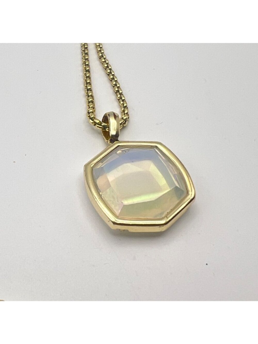 Kendra Scott Gold Iridescent Hexagon Pendant Necklace 28" Adjustable Chain - Picture 14 of 14